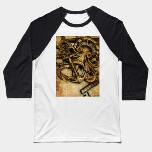 Vintage anchor and octopus steampunk Baseball T-Shirt